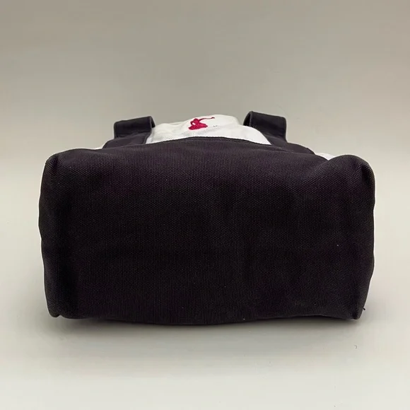 SOLD❗️ Polo Ralph Lauren Small Canvas Tote Big Pony Logo White Blue Preppy Bag - Picture 7 of 11